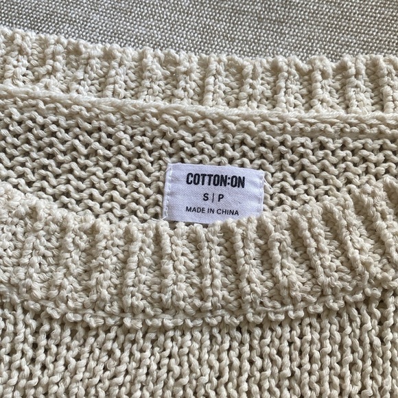 Cotton On Cotton Blend Striped Cream Navy Knit Sweater Size S - Picture 3 of 7